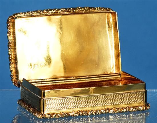 A fine George IV silver gilt table snuff box, by John Bettridge Length 88mm Weight 5.8oz/181grms